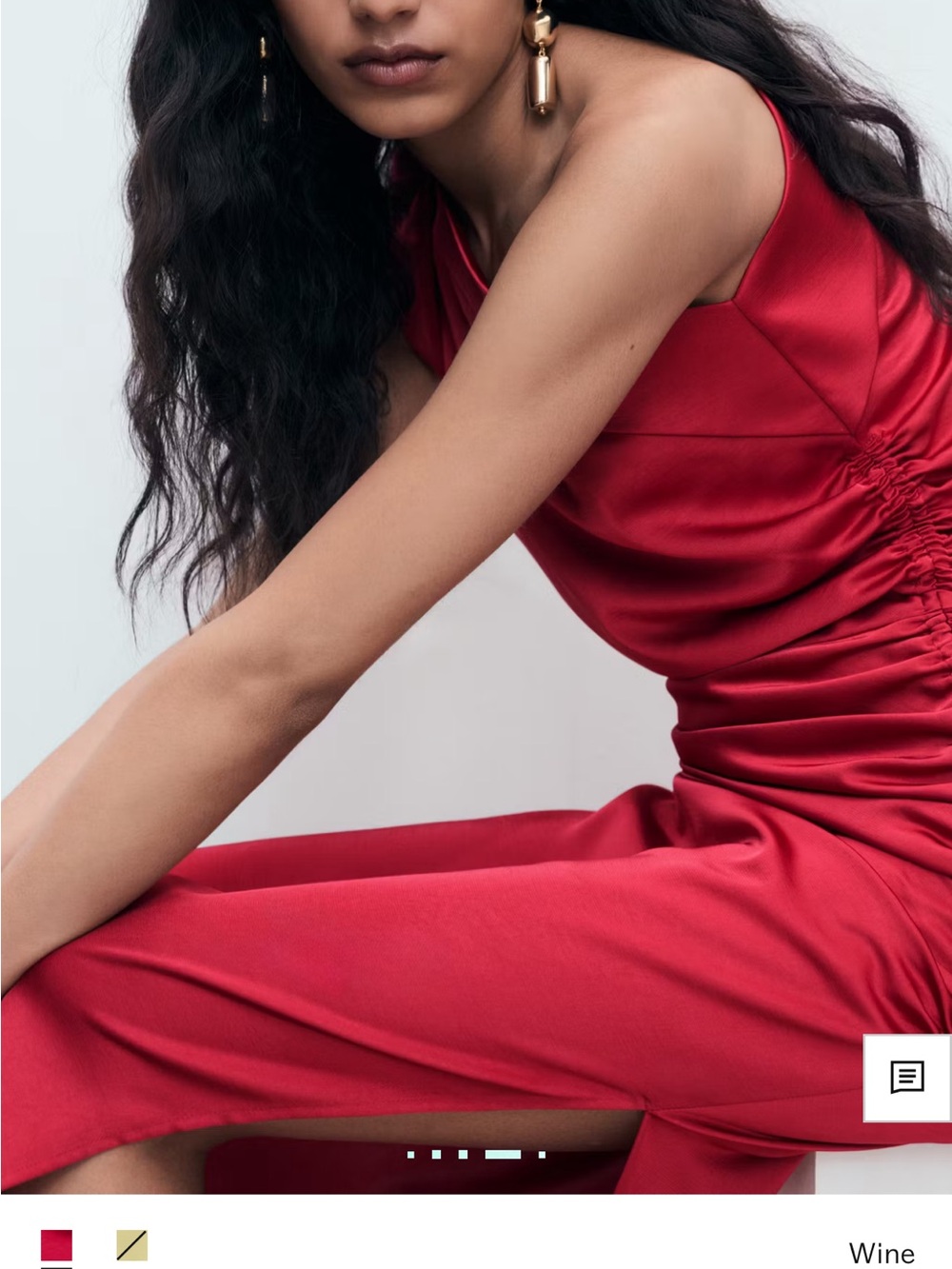 Mango One-Shoulder Wine Red Ruched Gown - Picture 8 of 10